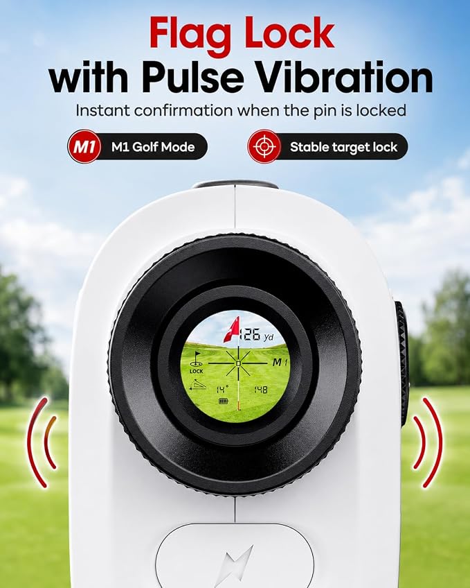 Golf Rangefinder with Slope, 1200 Yards Laser Range Finder for Golf, Flag Lock Vibration, Rechargeable Type-C, 7X Magnification, Tournament Legal, Father's Day Golf Gift for Dad