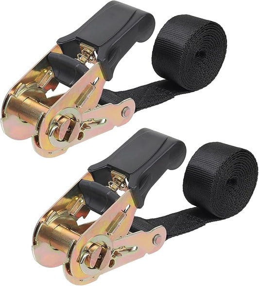 Endless Ratchet Tie Down Straps Heavy Duty Cargo Tie Downs,4FT Sturdy Nylon Black Strap Down Ratcheting Securing Straps, Track Spring Fittings, Tie-Down Motorcycles, Trailer Loads, Kayak （4ft x 2pcs）