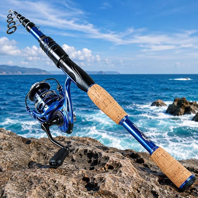 Telescopic Fishing Rod and Reel Combo | 30T Carbon Fiber Spinning Rod with 12+1BB Reel | Portable Lightweight Pole | Bass Trout Panfish | Freshwater Saltwater