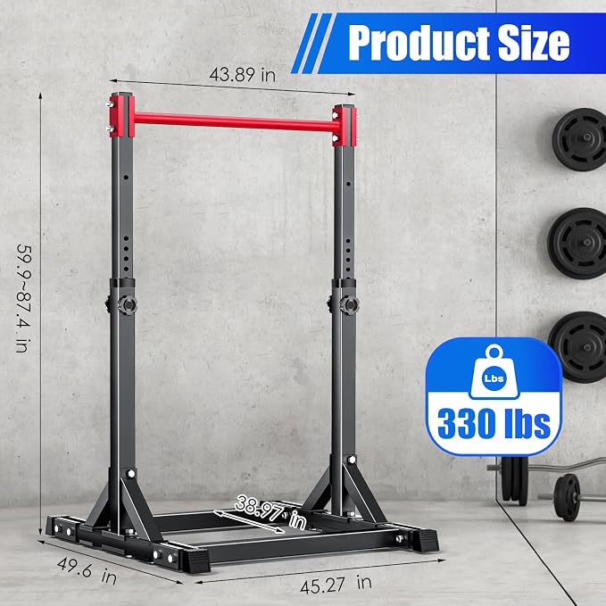 AFFLUENT Pull Up Bar Stand Free Standing Pull Up Bar Station 8 Adjustable Heights Power Tower for Home Gym Workout 330lbs Capacity