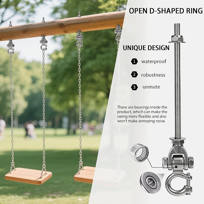 Heavy Duty Swing Hanger with 180°Rotation 1500LB | 2-Pack Stainless steel Bearing Silent Capacity for Sandbag Yoga Swing Hammock Chair