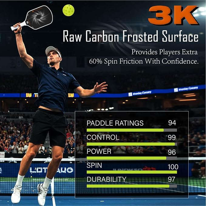 Carbon Fiber Pickleball Paddles USAPA Approved Raw Carbon Frosted