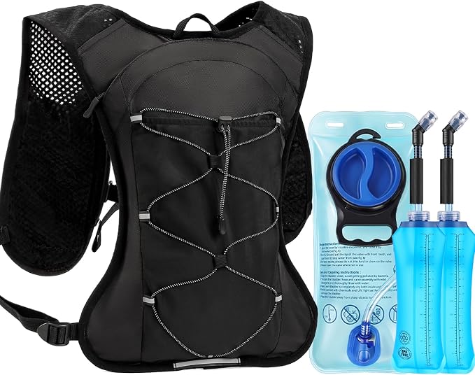 HIPONY Hydration Backpack with 2L Leak-Proof Water Bladder, Lightweight Running Hydration Pack, Adjustable Vest Style Water Backpack for Hiking, Cycling and Trail Running