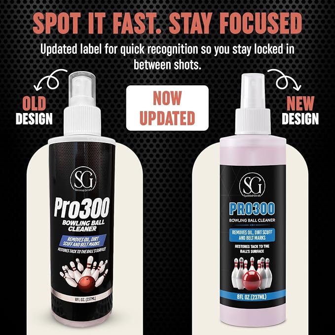 Bowling Ball Cleaner Spray - Oil, Scuff, and Belt Mark Cleaner Restores Tack, Prolongs Lifespan of Ball - EPA Safer Bowling Ball Restoration - Bowling Accessories - 8FL Oz