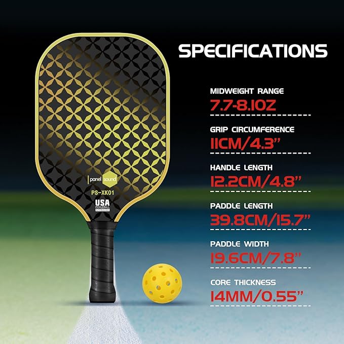 Pickleball Paddles Set of 2 or 4, USAPA Approved Fiberglass Pickleball Racket Set with 4 Outdoor Pickleballs and 1 Carrying Case