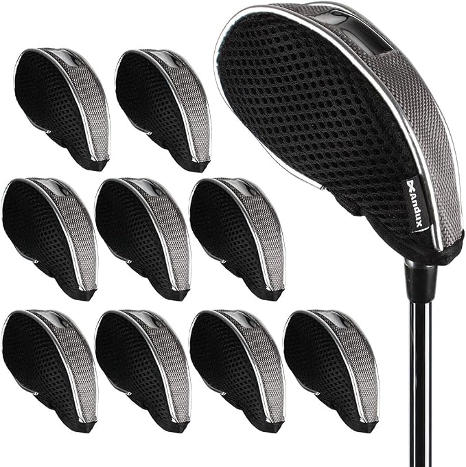 Andux Mesh Golf Iron Club Head Covers Clear Window 10pack | Left and Right Handed