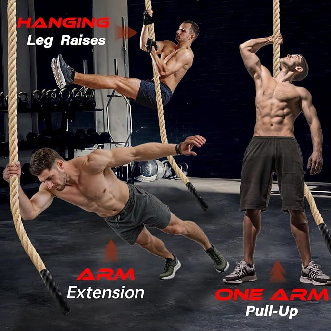 Climbing Rope Gym Workout - 10FT 15FT 20FT 25FT 30FT 35FT Heavy Duty Jute Thick Ropes for Adults Strength Training Outdoor Tree Swing Indoor Home Fitness Exercise - 1.5 Inch