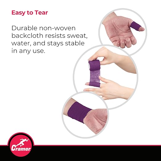Cramer Eco-Flex Self-Stick Stretch Tape, Cohesive Tape, Flexible Elastic Sports Tape, Athletic Training Supplies, Easy Tear Self-Adherent Bandage Wrap, Bulk Cases, 6 Yard Rolls, Compression Tape