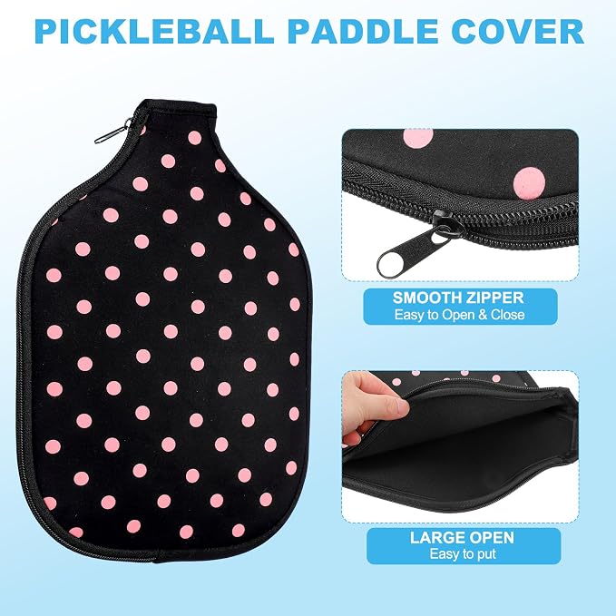 PATIKIL Pickleball Paddle Cover Universal 8.5x12.2 Inch, 2 Pack Neoprene Pickleball Racket Sleeve Paddle Storage Bag, Black Pink/Black White