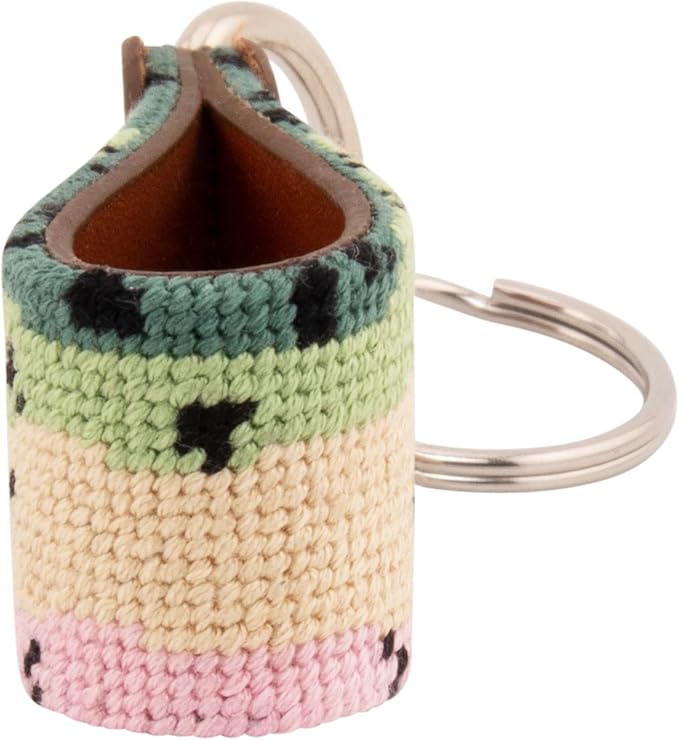 Leather Hand-Stitched Needlepoint Key Fob or Key Chain