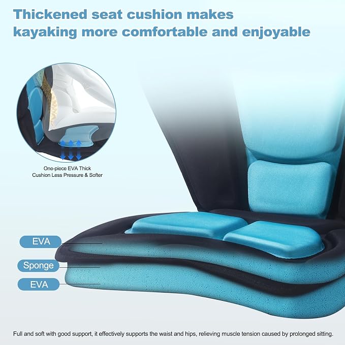 Thickened Kayak Seat,Kayak Seats with Back Support– Cushioned Canoe Backrest with Sit-On-Top Design, Padded Back Support for SUP Paddle Boards, Rafting, Fishing
