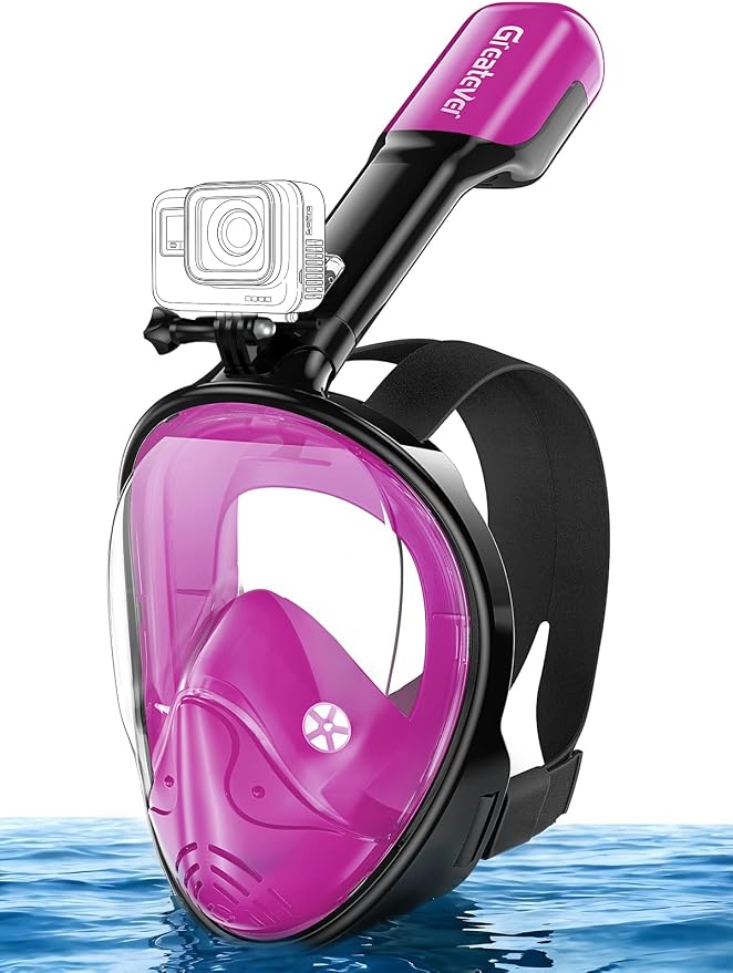 Greatever Full Face Snorkel Mask, Snorkeling Gear for Adults with Latest Dry Top Breathing System and Detachable Camera Mount, Foldable Snorkel Mask Adult, Snorkels Anti-Fog & Anti-Leak