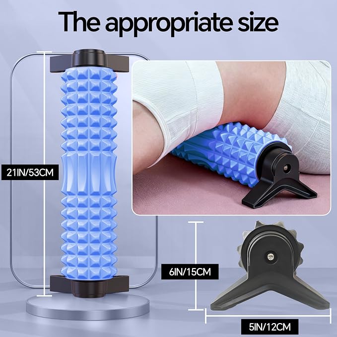 Foam Roller with Detachable Stand, 18" Deep Tissue Massage Roller, Beginner-Friendly Support Design for Muscle Recovery, Home Workout & Fitness - Blue