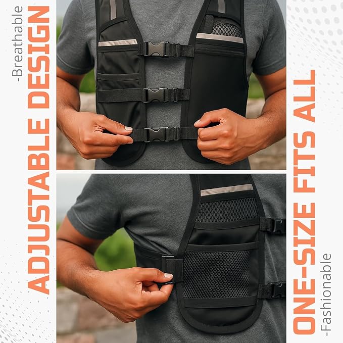 SHEHZOR Hydration Running Vest + 500ml Soft Flask | 9-Pocket Zero-Bounce Trail Running Backpack | Breathable Mesh Tactical Chest Rig for Marathons, Hiking | Unisex Adjustable