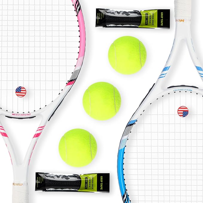 Pro Tennis Racket for Adults, 2 Player 27 inch Speed Tennis Racquet Acceptable for Beginner and Professional with 3 Tennis Balls, 2 Vibration Dampes, 2 Overgrips, Tennis Bag
