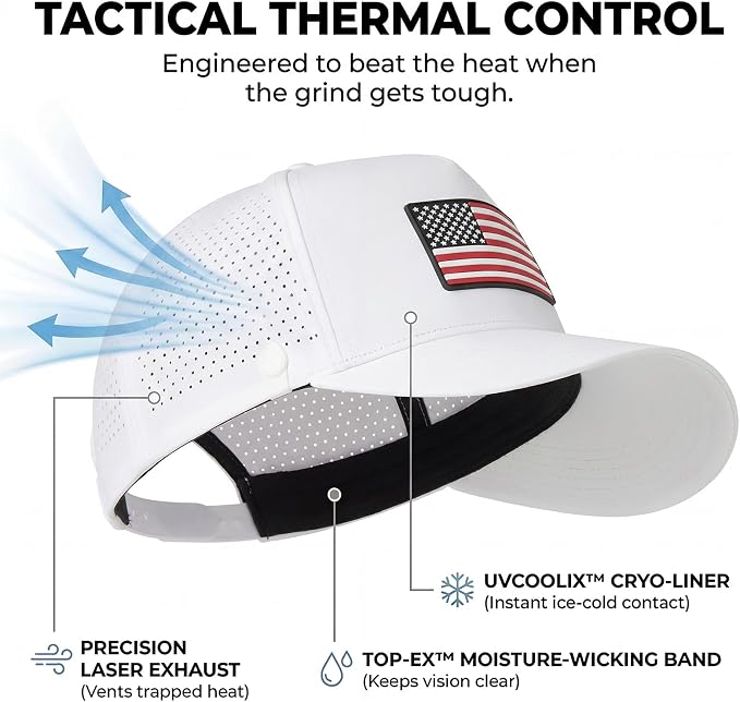 TOP-EX Performance Baseball Hat for Men Water Resistant Golf Cap Running Cooling Snapback Laser Perforated