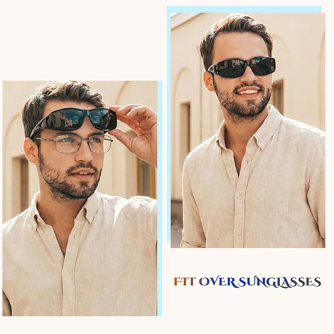 LVIOE Over Glasses Sunglasses Wrap Around Polarized Sunglasses for Men Women Fit Over Prescription Glasses with UV Protection