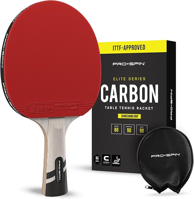 PRO-SPIN Ping Pong Paddles – ITTF Approved Professional Table Tennis Rackets with Carbon Fiber for Superior Control | 7-Ply Blade, Premium Rubber, 2.0mm Sponge