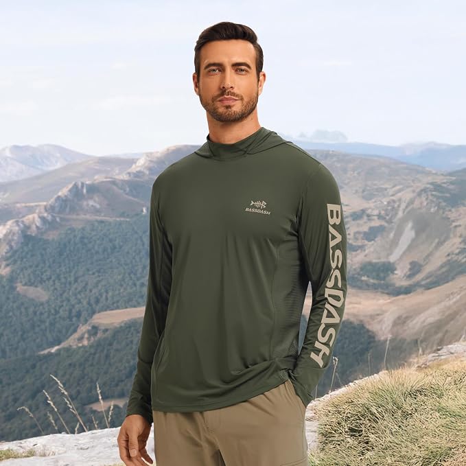 BASSDASH Men’s UPF 50+ Graphic Fishing Hoodie Shirts UV Sun Protection Long Sleeve Moisture Wicking Performance FS48M