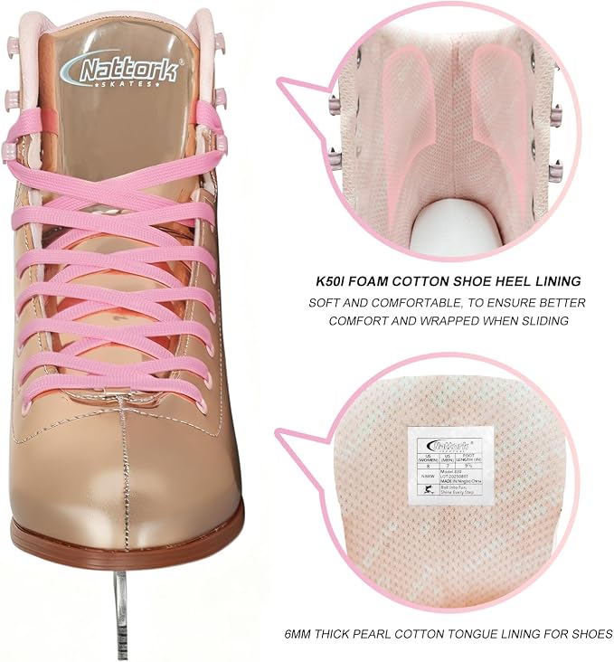 Nattork Figure Skates for Boys and Girls Excellence Stainless Steel Blades Ice Figure Skating with Enhanced Support Strength Performance and Ultimate Comfort