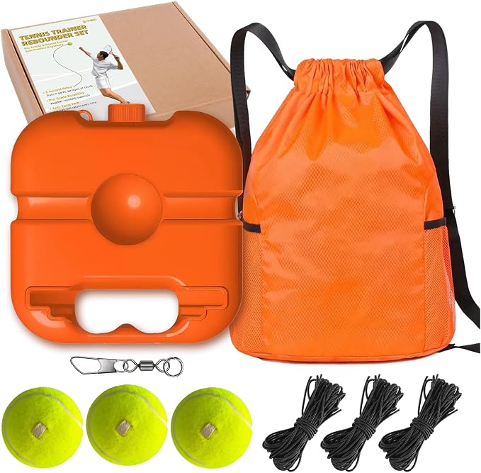 Tennis Trainer Rebounder Set- Portable Solo Practice System with 3 Rebound Balls, Waterproof Backpack & Stable Base,Perfect Tennis Buddy for Adults & Kids,Ideal Tennis Gift