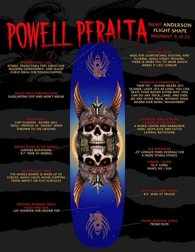 Powell Peralta Andy Anderson Heron Egg Flight Skateboard Deck - (8.7" x 32.3" - Shape 301)