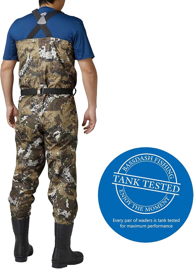 BASSDASH Breathable Ultra Lightweight Chest Stocking Foot Fishing Hunting Waders for Men