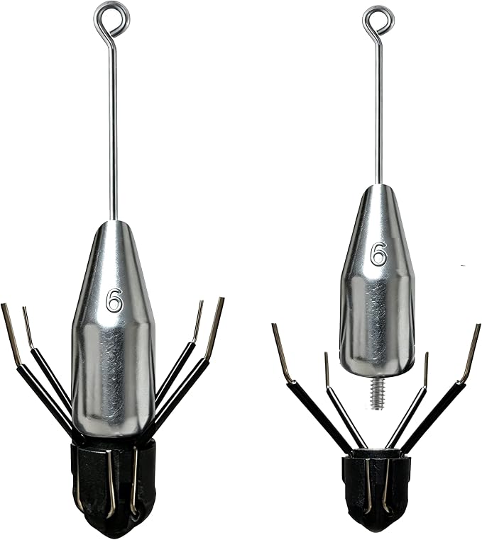 4Pcs Sputnik Sinkers, 2-in-1 Long Tail Detachable Fishing Weights, Anti-Drift Saltwater Surf Casting Lead Sinkers for Catfish, Ocean Beach Sand Fishing