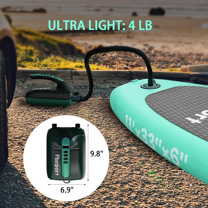 Electric Paddle Board Pump, 20PSI SUP Air Pump with Inflation & Deflation Functions & 12V DC Car Connector, Portable Quick Inflator for Inflatable Paddleboard, Kayaks, Boats and Air Mattresses