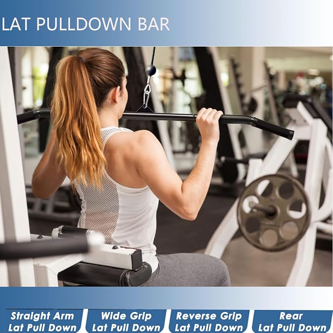 Cable Machine Attachments Home Gym, Triceps Rope, V Handle Cable Attachment,39inch LAT Pull Down Bar, Straight Rotaing Bar
