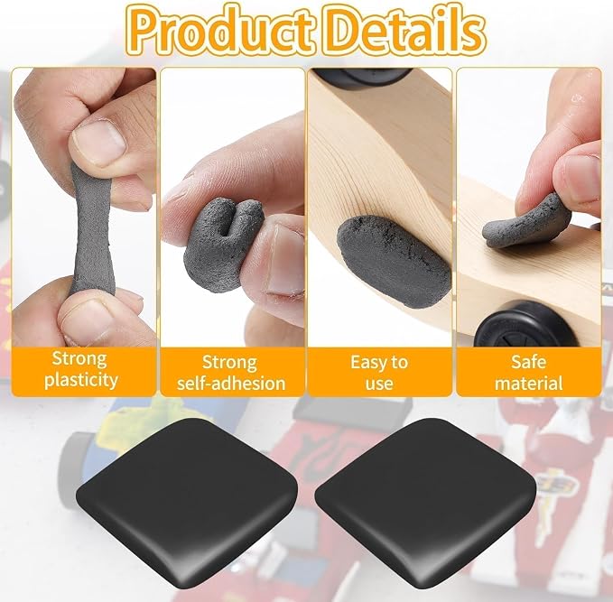 DerbyCraftPro Pinewood Weights Car Kit-5oz Total Derby Car Weights (1oz Tungsten Weights Putty+4oz Derby Weights) & 0.5oz Graphite Powder Lubricant, Lead-Free, Peel & Stick for Precise COG Adjustment