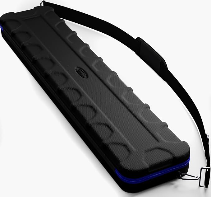 Casemaster Parallax Guard 2x2 Billiard Cue Case, Holds 2 Butts and 2 Shafts, Foam-Padded Pool Stick Case, Water-Resistant 600D Oxford, Zippered Pockets, Rubberized Handle
