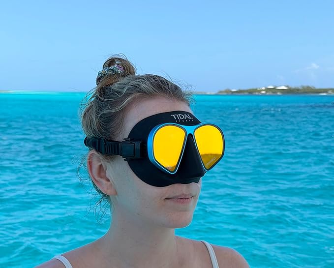 Tidal Freedive Mask - Aluma Pro with Advanced Anti-Fog Technology. Ultra Low Volume Mask for Freediving, Snorkeling and Scuba Diving. Tempered Glass Lens.