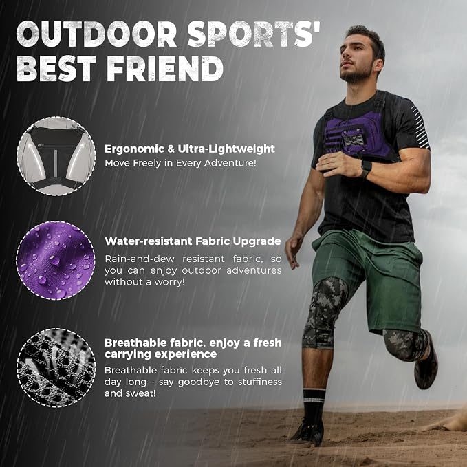 koculemi Outdoor Sports Chest Bag for Men, Chest Vest Holster Fits Most Pistols, EDC Travel Chest Pack for Running, Hiking