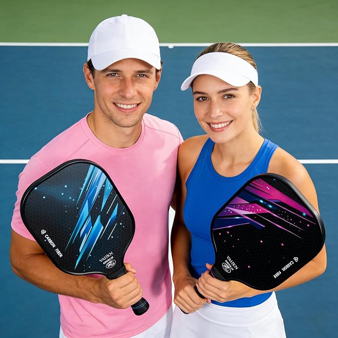 Pickleball Paddles,Pickleball Paddles Set of 2-Carbon Fiber Pickle Ball Paddle 2 Pack for Men and Women-Lightweight,Control & Power Racket Set Equipment with Bag & Balls