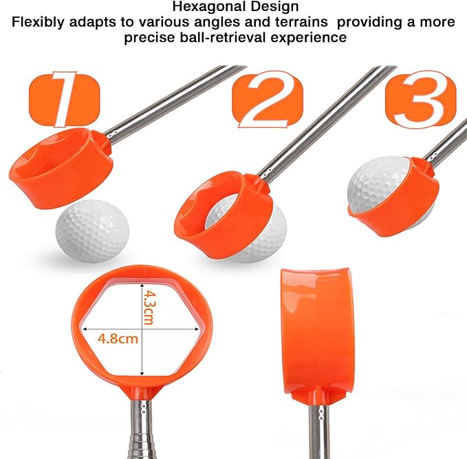 Aluminum Alloy Golf Ball Retriever — Extends up to 6.38 Meters — Multiple Golf Accessories & Supplies