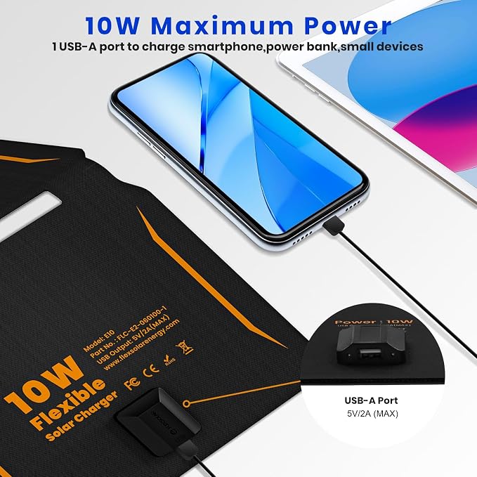 60W Foldable Solar Panel, Portable Solar Charger with USB-C PD3.0 / USB-A QC3.0 / DC 20-28V Port and 10W Portable Solar Panel ETFE Foldable Solar Panel Charger with USB-A Port
