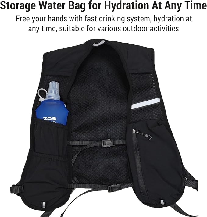 Running Vest for Women Men Running Phone Holder Vest with 500ml Water Bottle Adjustable Chest Straps Lightweight Reflective Running Hydration Vest for Marathon Jogging Hiking