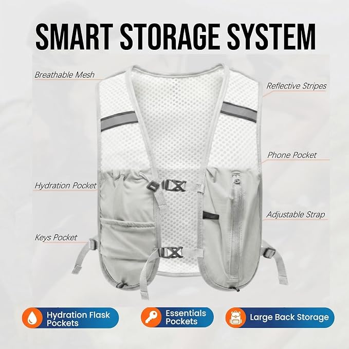 Hydration Backpack Lightweight Running Vest for Women Men with 500ml Soft Flask Hiking Daypack
