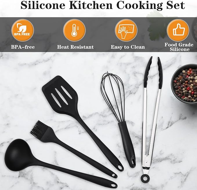 Camping Essentials Cookware Cooking Utensils Set - Portable Camp Kitchen Mess Kit Outdoor Accessories, Stainless Steel & Silicone, Camping Gear Equipment for RV Picnic Grill,Brown Pro