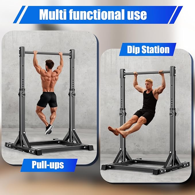 AFFLUENT Pull Up Bar Stand Free Standing Pull Up Bar Station 8 Adjustable Heights Power Tower for Home Gym Workout 330lbs Capacity