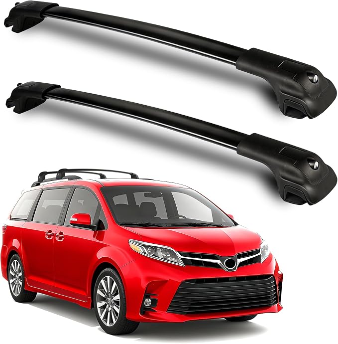 Roof Rack Cross Bars Fit for 2010-2020 Toyota Sienna, 260lbs Heavy Duty Lockable Aluminum Roof Rails, Wide-Grip Crossbars for Cargo, Kayak, Luggage - No Drilling