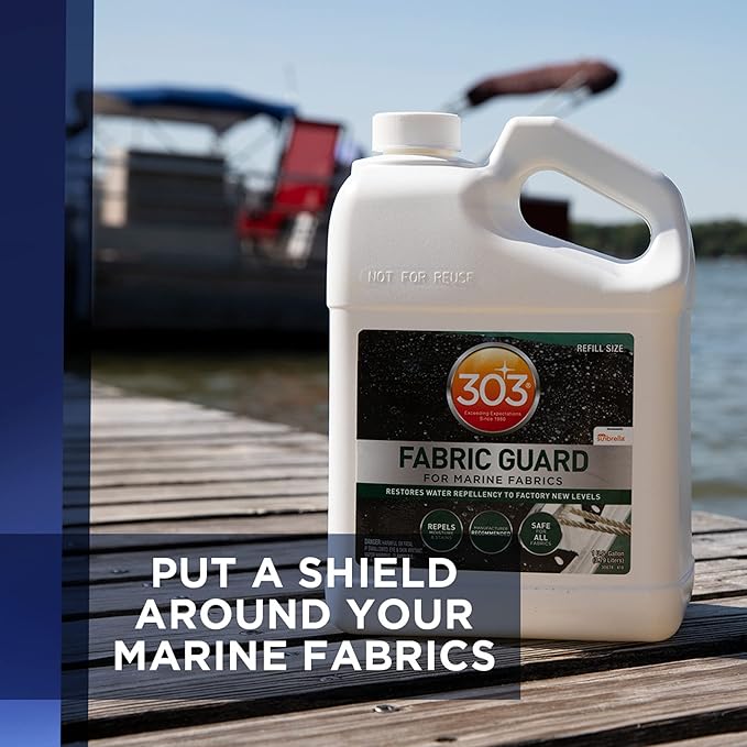 Restores water and stain resistance on boat covers, canvas, and marine fabrics.