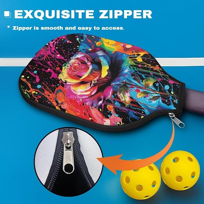 Pickleball Paddle Covers, Fits Standard Pickleball Racquets, Durable Zippered Paddle Cover Universal 8.6 x 11.4Inch