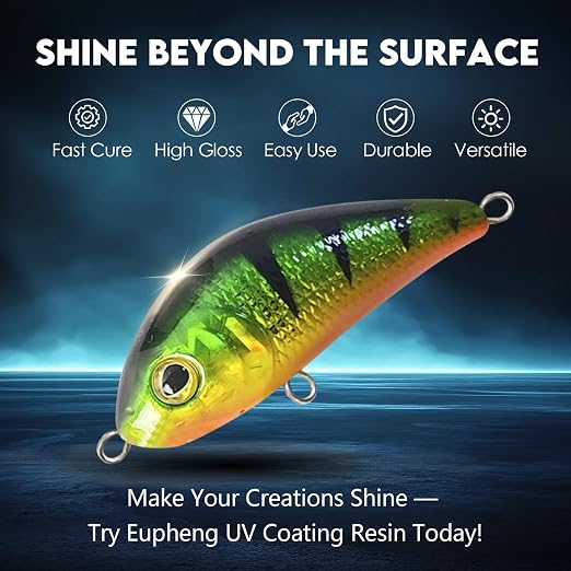 Eupheng Fishing Lure UV Coating Resin, Fast Cure, High Gloss Finish Ideal for Resin Art Projects
