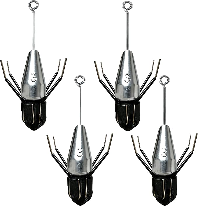 4Pcs Sputnik Sinkers, 2-in-1 Long Tail Detachable Fishing Weights, Anti-Drift Saltwater Surf Casting Lead Sinkers for Catfish, Ocean Beach Sand Fishing