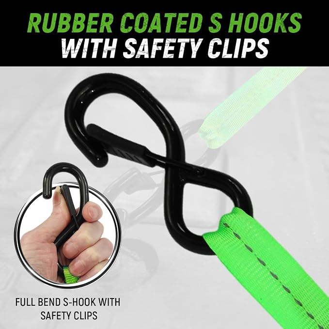 Retractable Ratchet Straps(4 Pack) - 1in x 10ft Self Retracting Ratchet Straps with Soft Loops, 1,500 lbs Break Strength Retractable Tie Down Straps, Easy Retract for Motorcyle, Cargo, Truck, Trailer
