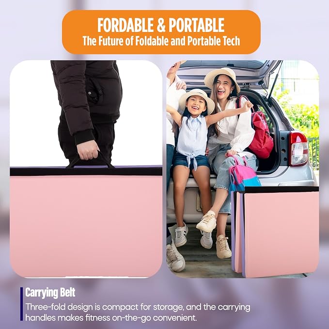 Gymnastics Mats Foldable Tumbling Mats Portable Gymnastics Exercise Mat Thick Gymnastics Tumbling Mats Pad Home Exercise Panel Mat With Carrying Handles