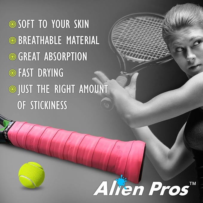 ALIEN PROS Tennis Racket Grip Tape - Precut and Dry Feel Tennis Grip - Tennis Overgrip Grip Tape Tennis Racket - Wrap Your Racquet for High Performance