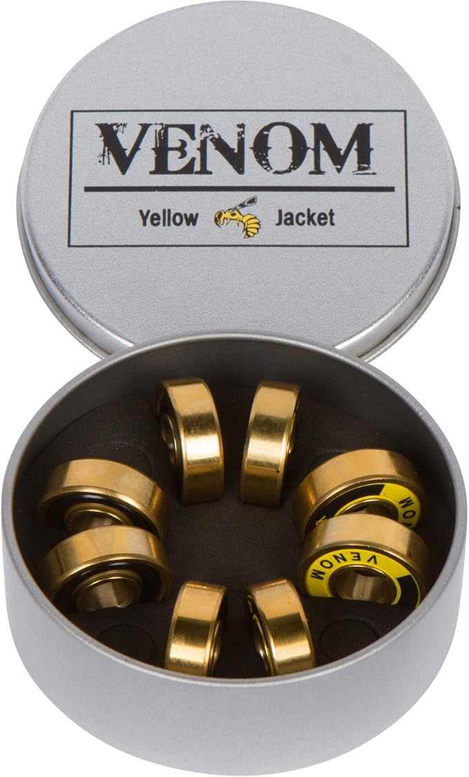 Yellow Jacket Premium Skateboard Bearings – Titanium Coated, Ceramic Balls – Pro Longboard – High Speed, Precision for Skateboards, Longboards, Skates